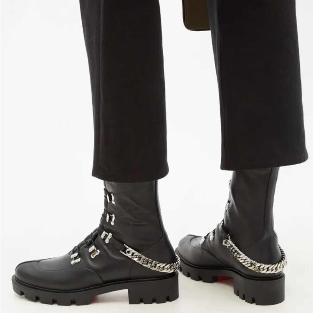 Christian Louboutin Horse Gaurda Chain Strap combat ankle boots size 38